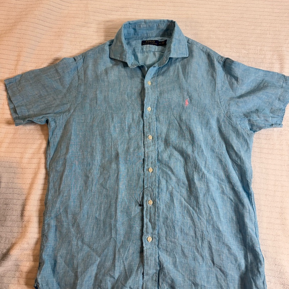 Ralph Lauren linen Light Blue Button-Down Shirt